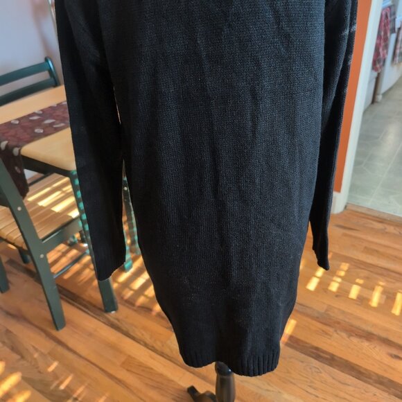 Vici Long Black Cardigan with Faux Fur Collar Sz M - Picture 8 of 11